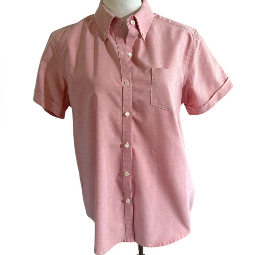 Cabin Creek Pink Worry Free Casual Button Down Short Sleeved Women’s Shirt